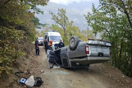 Artvin'de devrilen kamyonetteki 2 kişi yaralandı