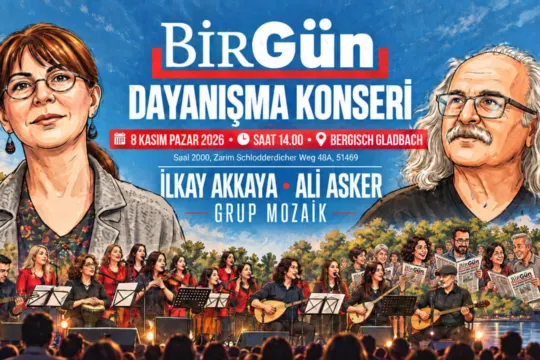 BirGün Dayanışma Konseri 8 Kasım’da Almanya’da: İlkay Akkaya, Ali Asker ve Grup Mozaik sahne alacak