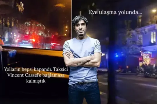 Paris yangın yeri. Manga grubunun solisti Ferman Akgül göstericilerin arasında kaldı